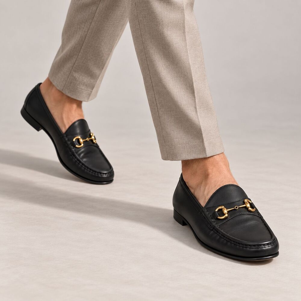 Jay Butler Millbank Horsebit Loafers Men 10 Black Leather Gold Bit Dress Shoes